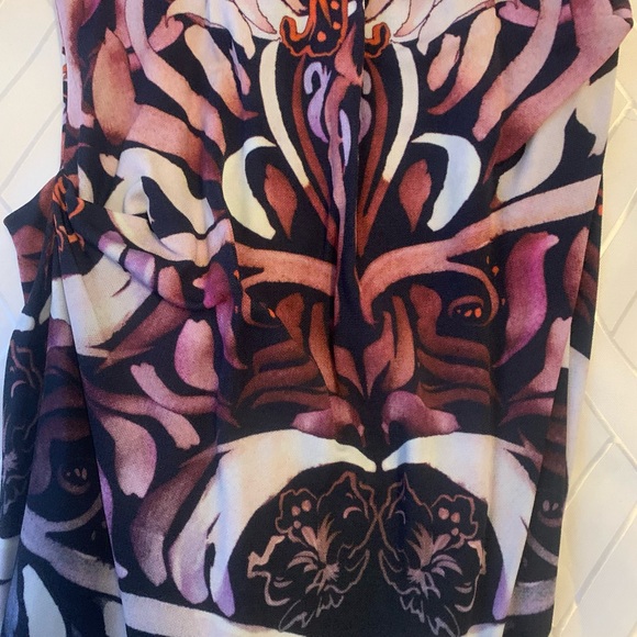 ARTELIER Nicole Miller unique print tattoo watercolor floral ruched dress - Picture 4 of 9